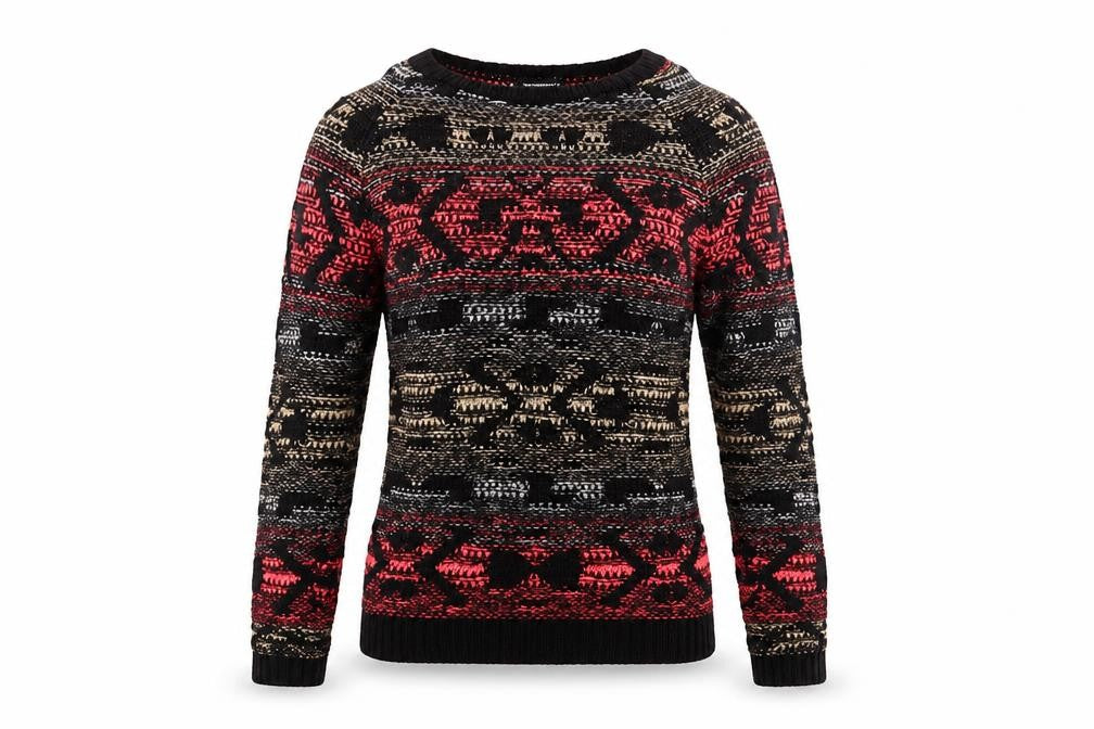 Warehouse Women's Multicoloured Geometric Jumper Size 8
