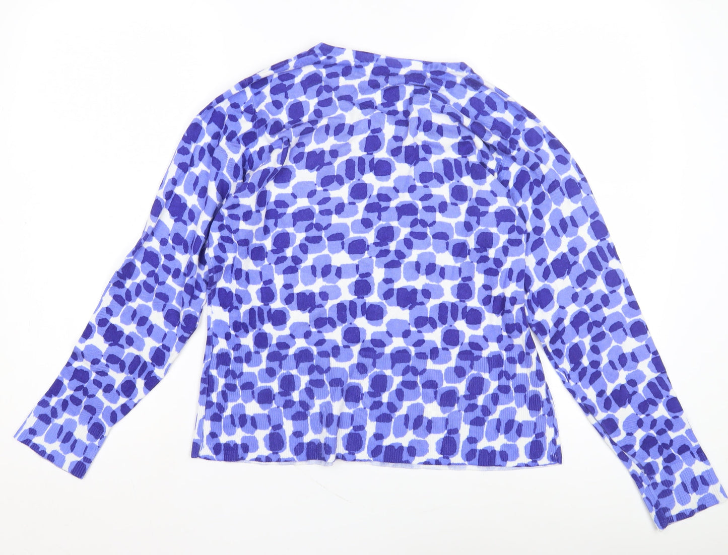 Linea Women's Blue Cardigan, Size L, Geometric Pattern