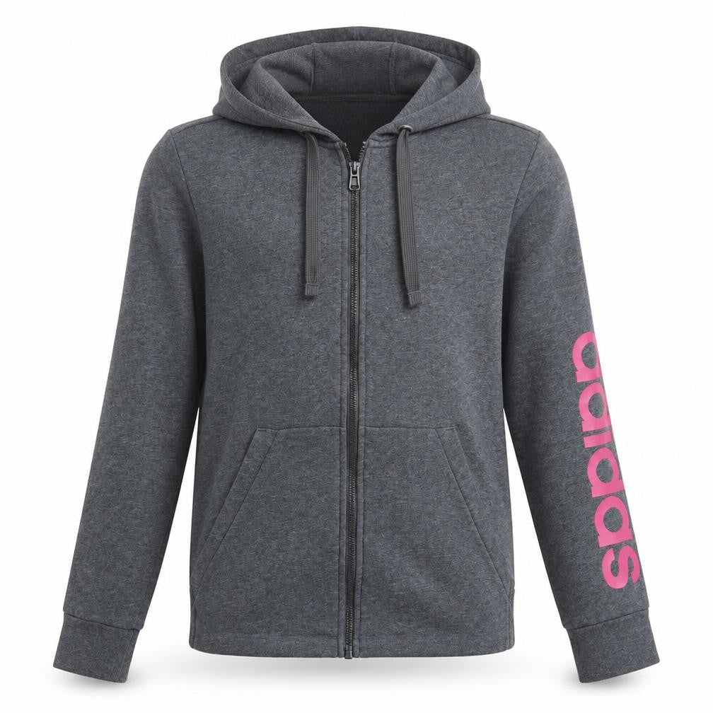Adidas Girls Grey Full Zip Hoodie - Size 7 Years