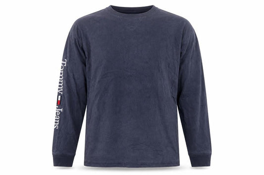 Tommy Jeans Men's Blue Long Sleeve T-Shirt Medium