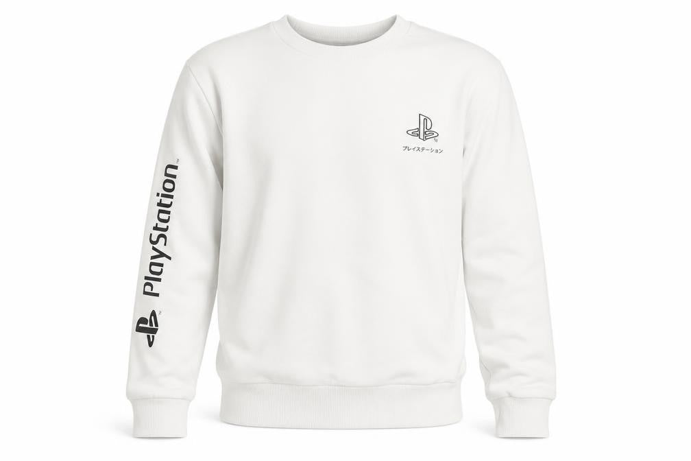 Primark Boys White PlayStation Sweatshirt, S, Crew Neck, Graphic