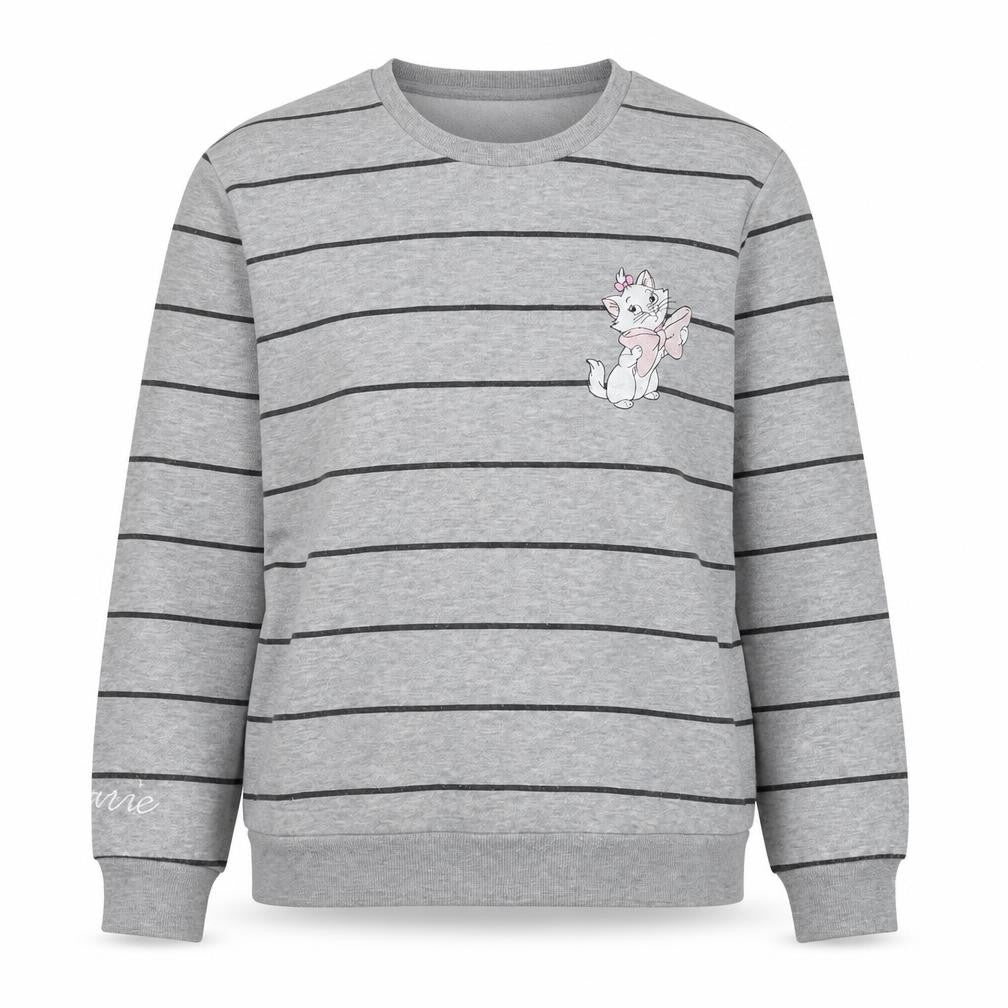 Disney Women's Grey Striped Pullover Sweatshirt M