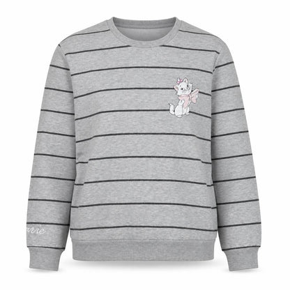 Disney Women's Grey Striped Pullover Sweatshirt M