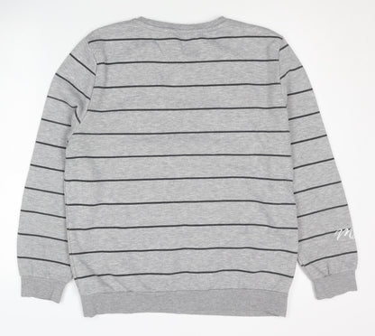 Disney Women's Grey Striped Pullover Sweatshirt M