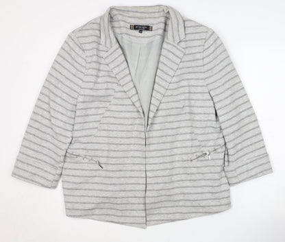 Additional front view of Principles Women's Grey Striped Blazer, size 20
