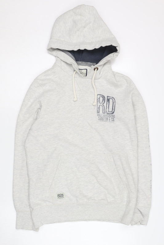 Next Men's Grey Pullover Hoodie Size S - Logo Accent