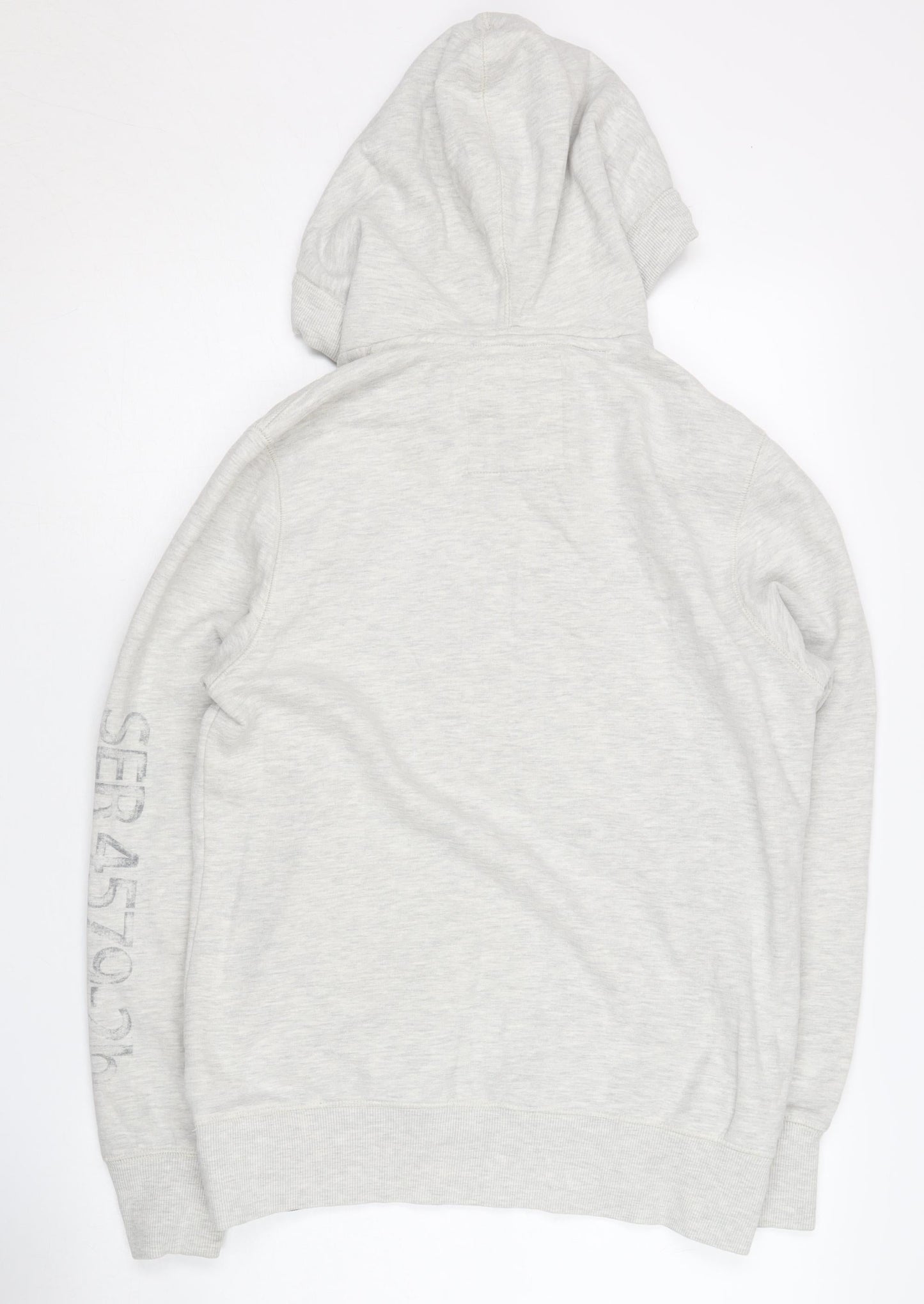 Next Men's Grey Pullover Hoodie Size S - Logo Accent