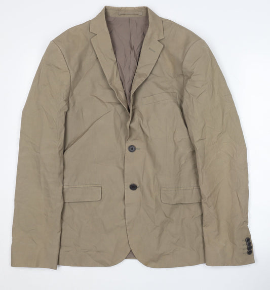 H&M Men's Beige Blazer Jacket EU 38 Single-Breasted