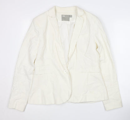 Additional front view of ASOS Women's Ivory Blazer, size 12, Relaxed Fit Elegant
