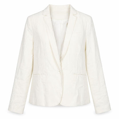 Front view of ASOS Women's Ivory Blazer, size 12, Relaxed Fit Elegant