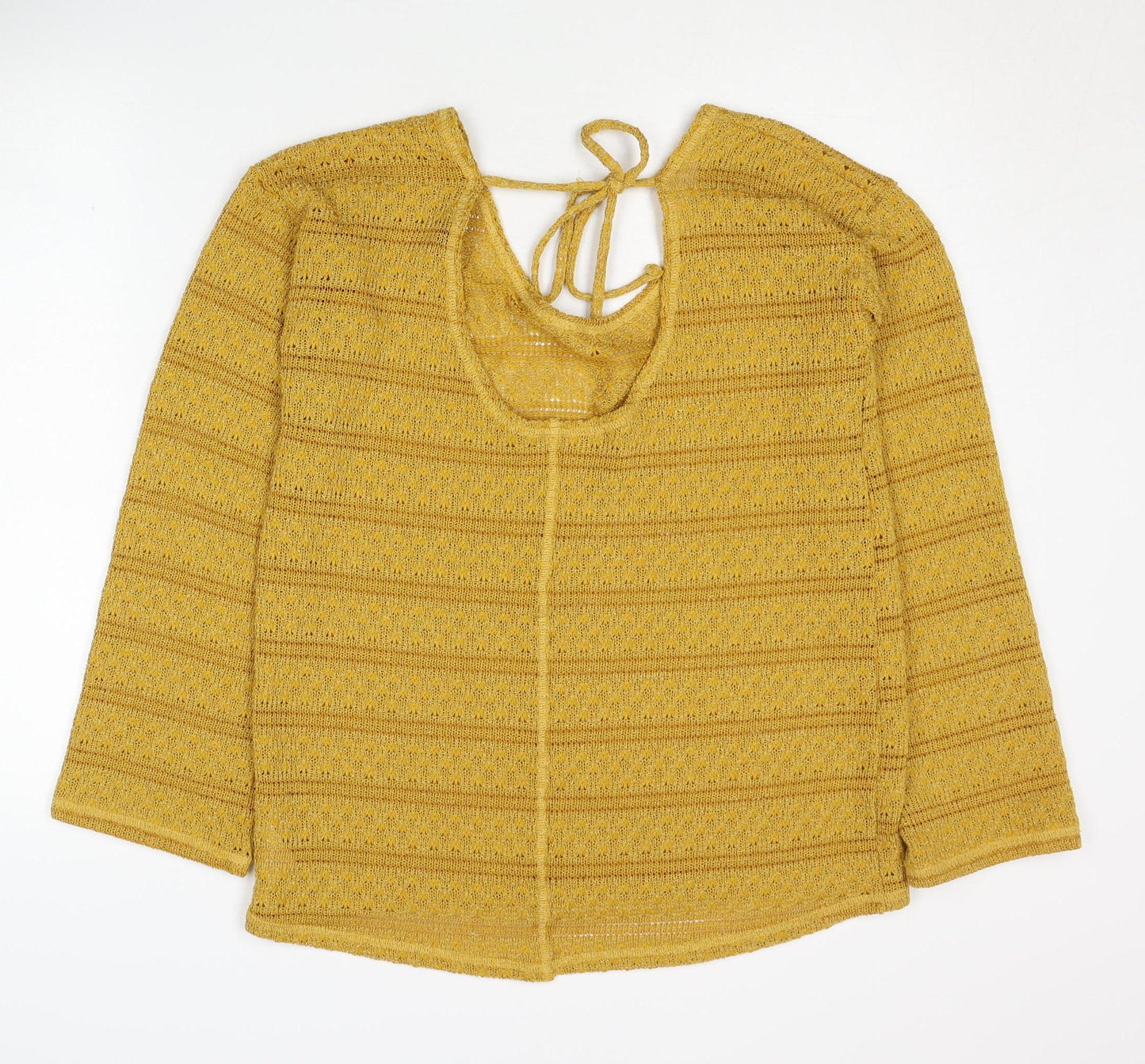 Next Women's Yellow Open-Knit Striped Jumper Size 12