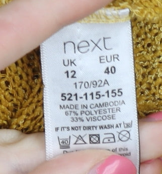 Next Women's Yellow Open-Knit Striped Jumper Size 12