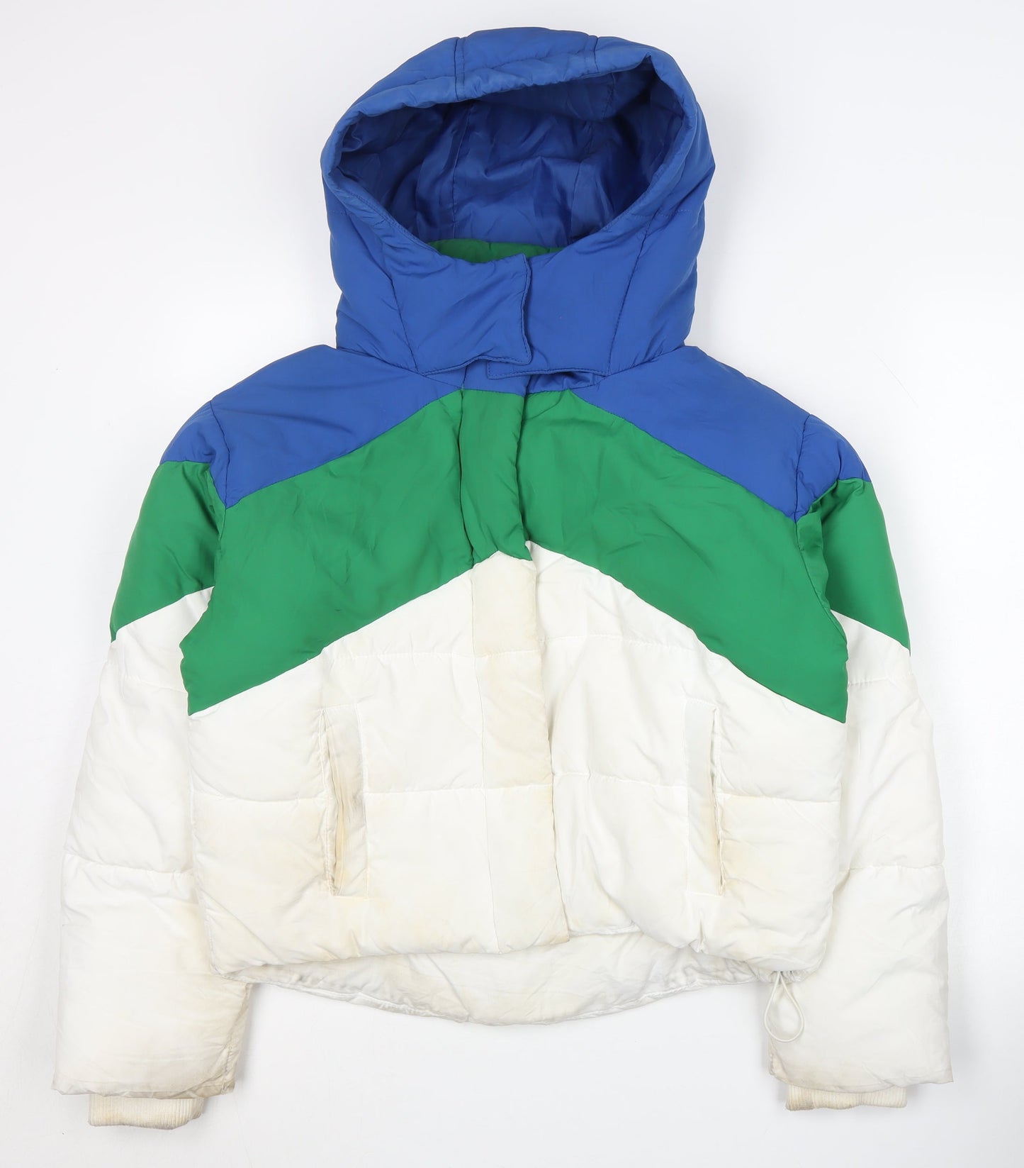 Topshop Women's Blue Green White Puffer Jacket Size 4