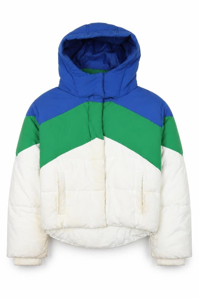 Topshop Women's Blue Green White Puffer Jacket Size 4