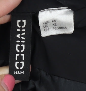 H&M Women's Black Quilted Coat XS, Hooded & Warm