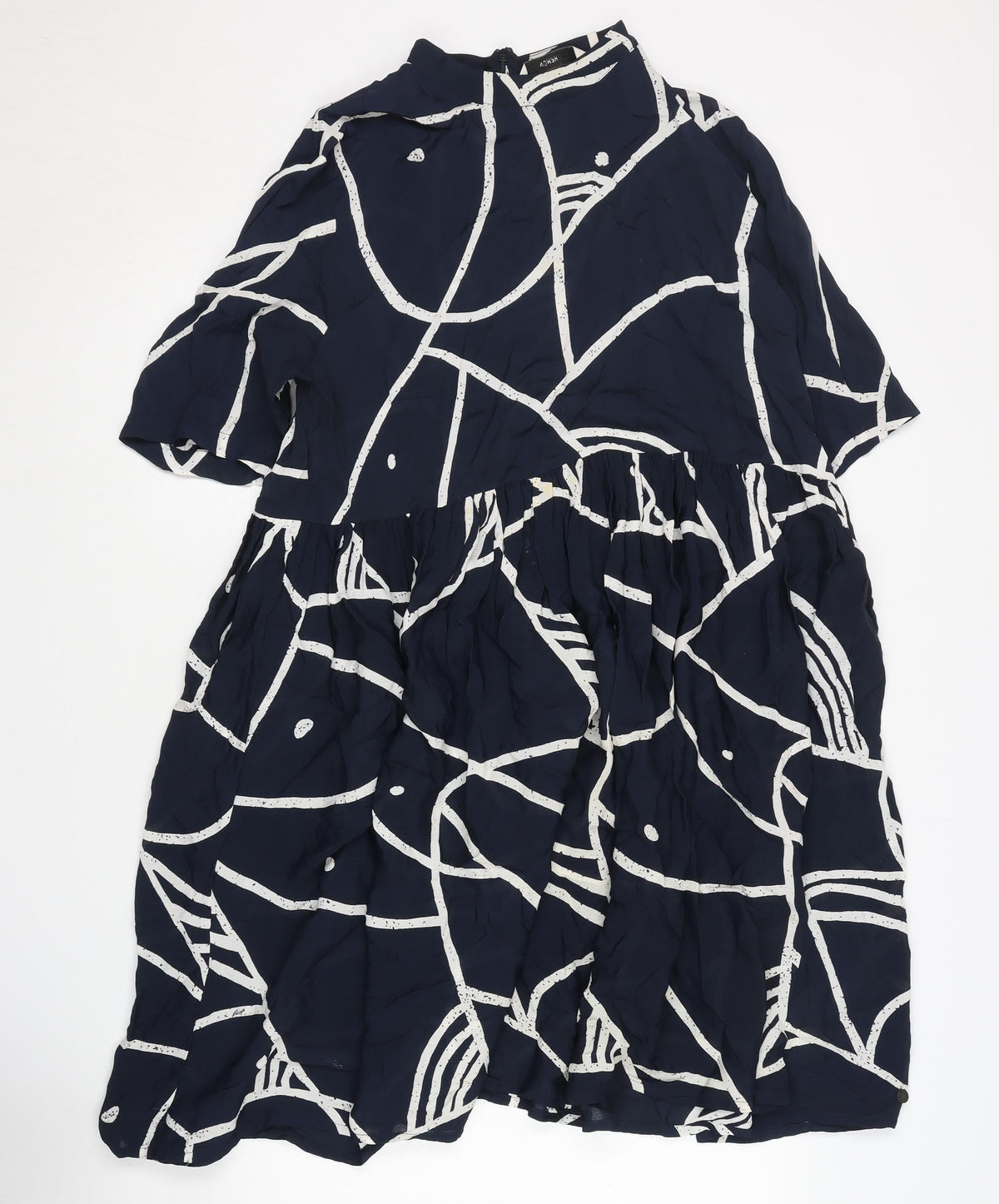 NÜMPH Women's Blue Geometric Shift Dress Size 12