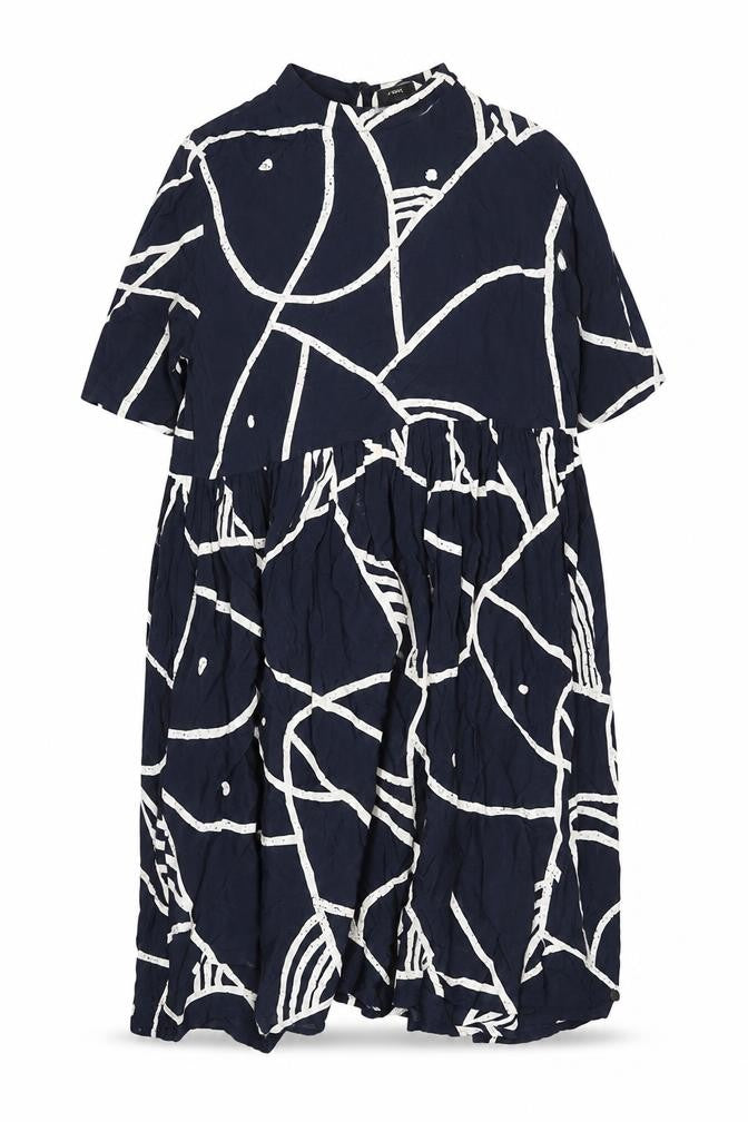NÜMPH Women's Blue Geometric Shift Dress Size 12