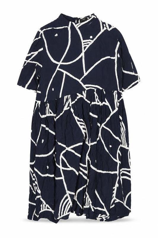 NÜMPH Women's Blue Geometric Shift Dress Size 12