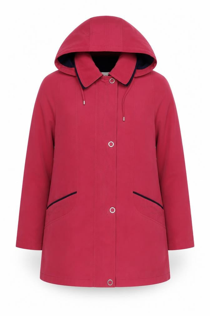 EWM Women's Red Casual Hooded Coat, Size 14