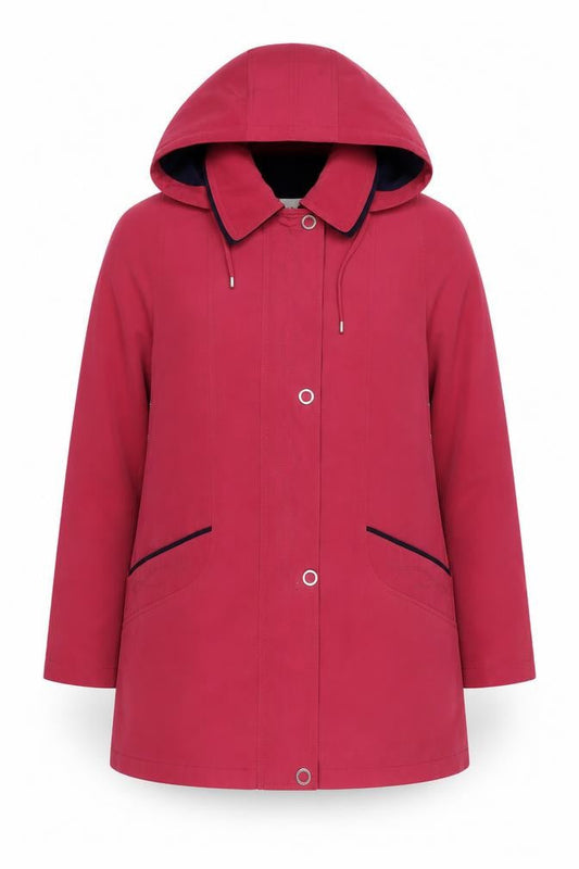 EWM Women's Red Casual Hooded Coat, Size 14