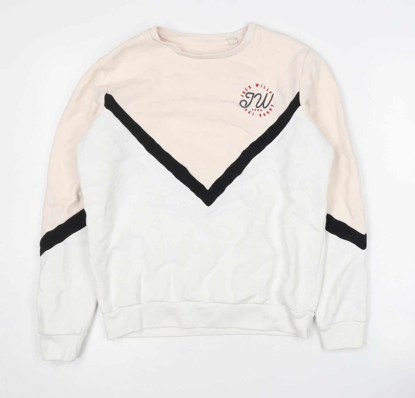 Jack Wills Women's Beige Colourblock Sweatshirt - Size 8