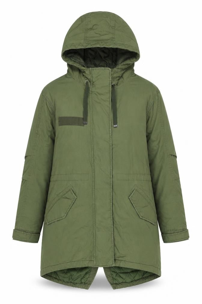 Topshop Women's Green Parka Jacket Size 6 Hooded