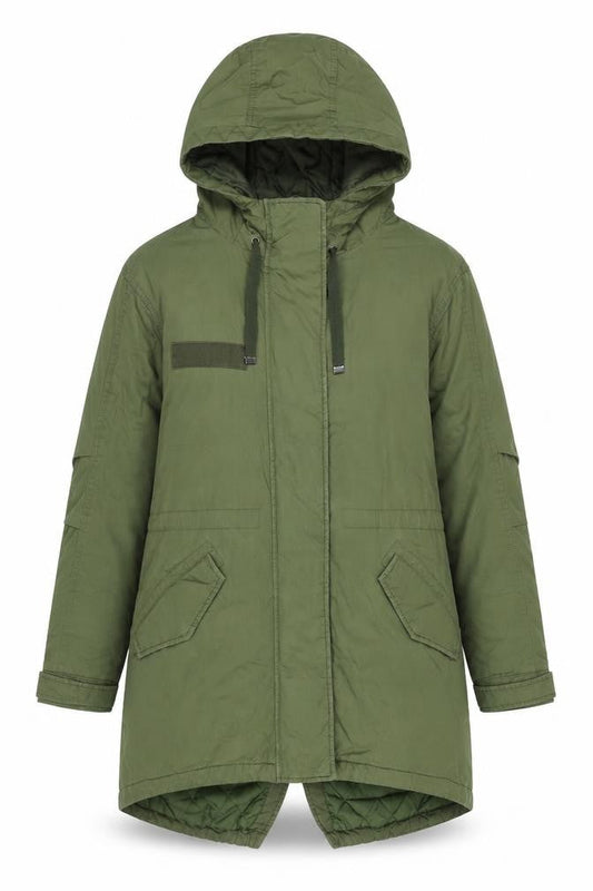 Topshop Women's Green Parka Jacket Size 6 Hooded