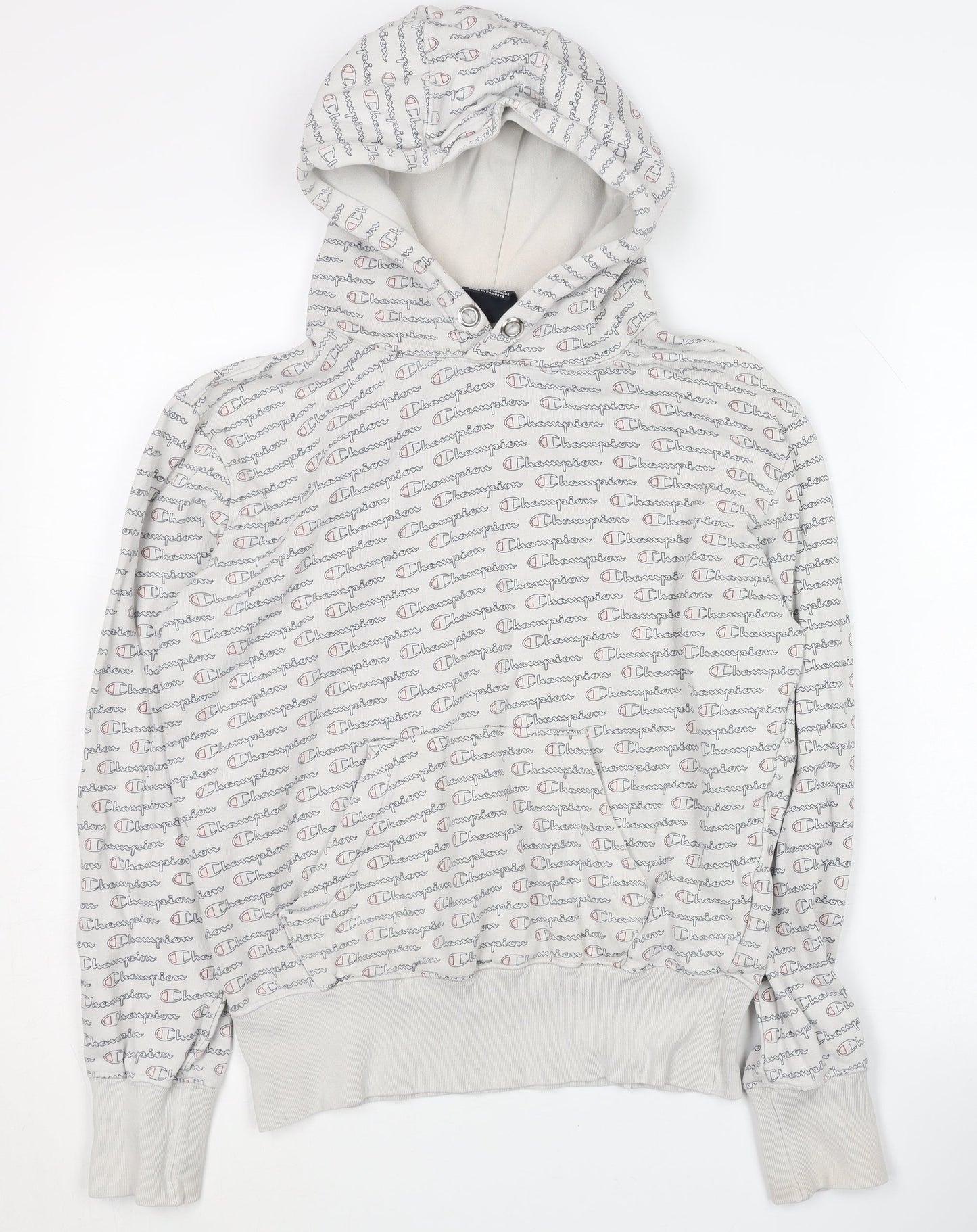 Champion Women's Grey Logo Pullover Hoodie Small