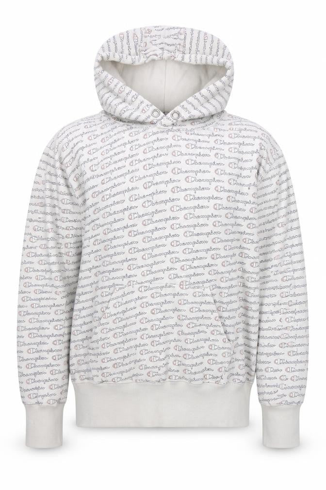 Champion Women's Grey Logo Pullover Hoodie Small