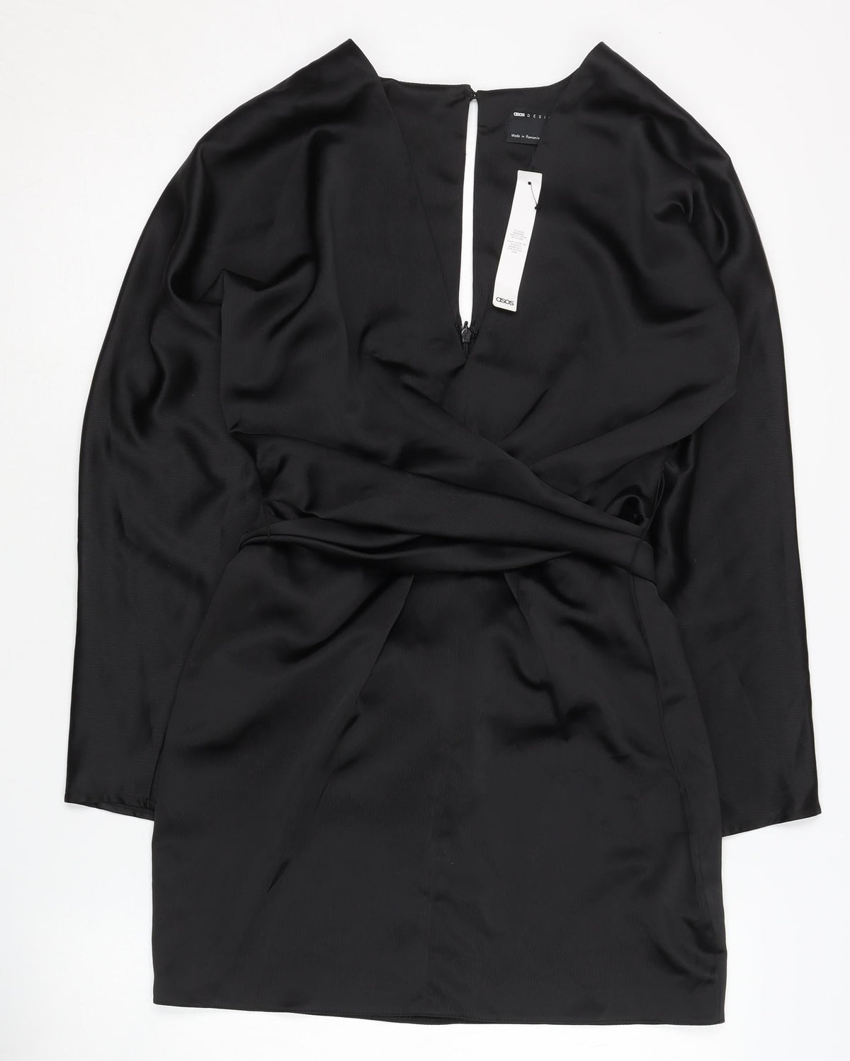 ASOS Design Women's Black Wrap Dress, Size 8