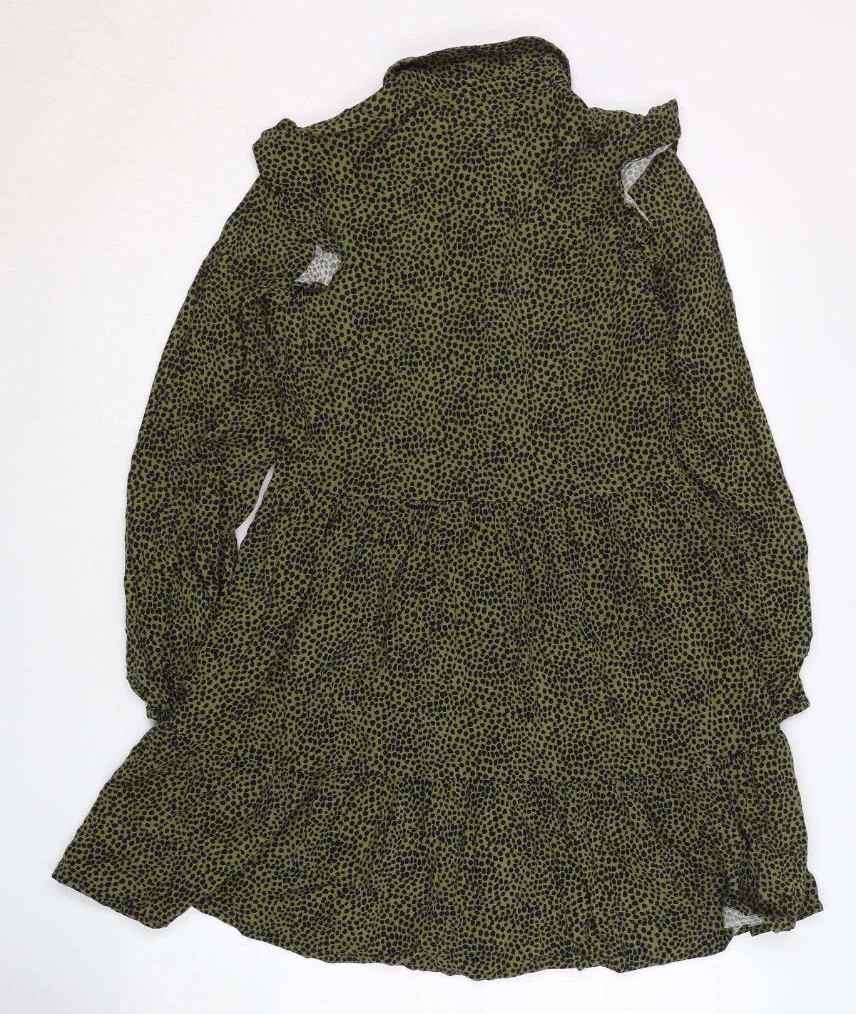 Stradivarius Women's Green Animal Print Shirt Dress