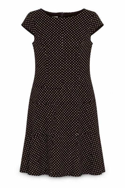 Anne Klein Women's Black Polka Dot Fit & Flare Dress Size 10