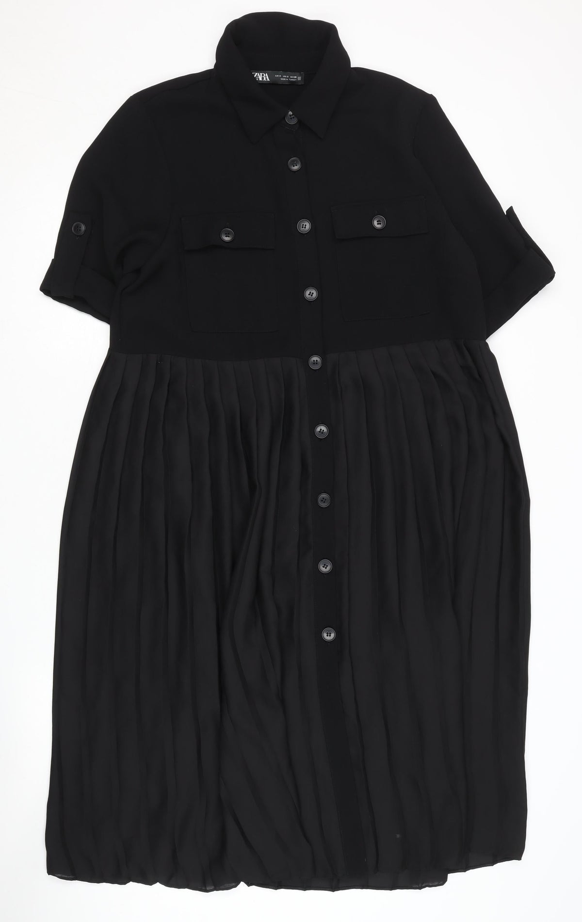 Zara Women's Black Collared Shirt Dress - Size S