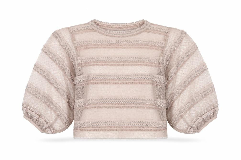 Zara Women's Beige Balloon Sleeve Top S