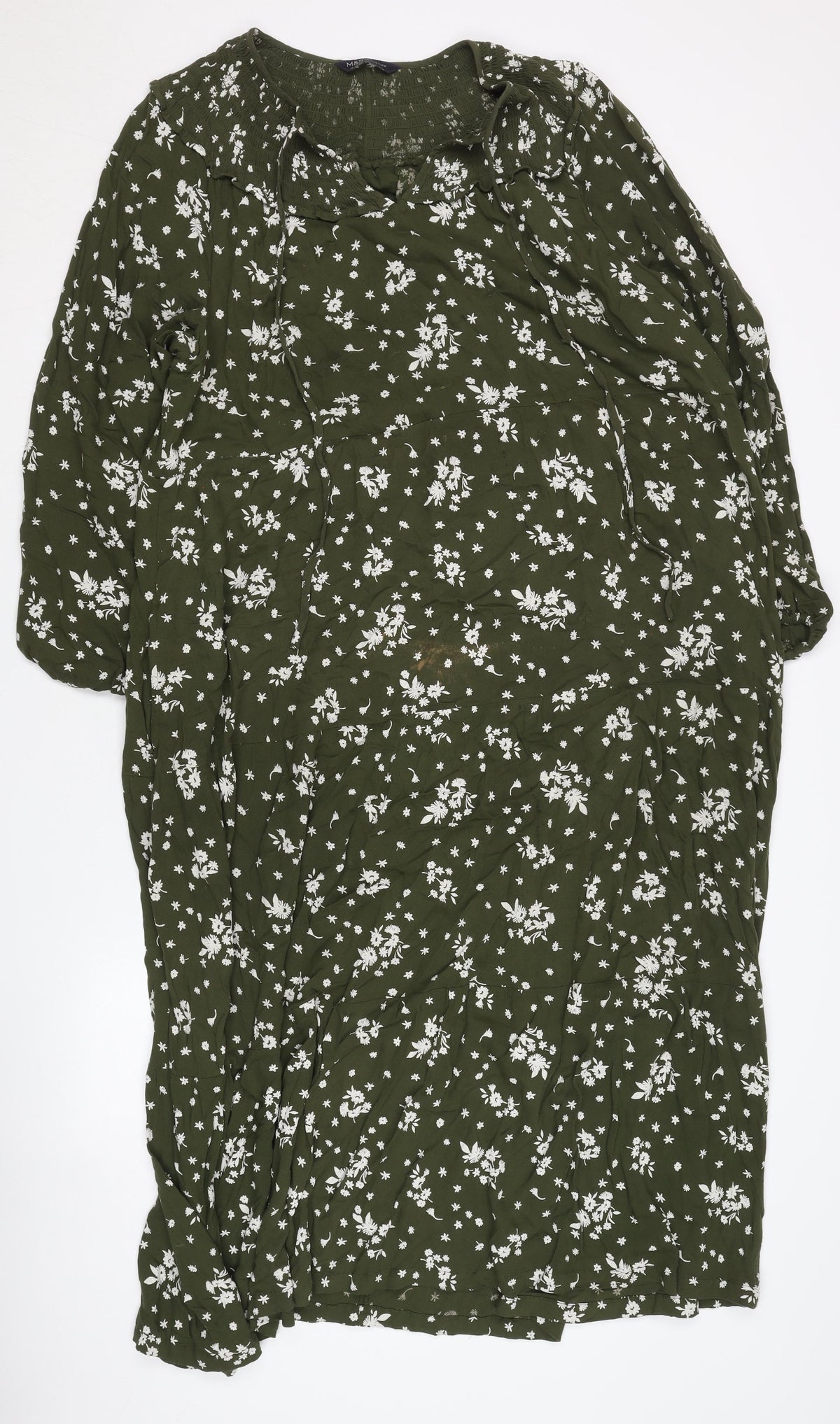 Marks & Spencer Women's Green Floral A-Line Dress