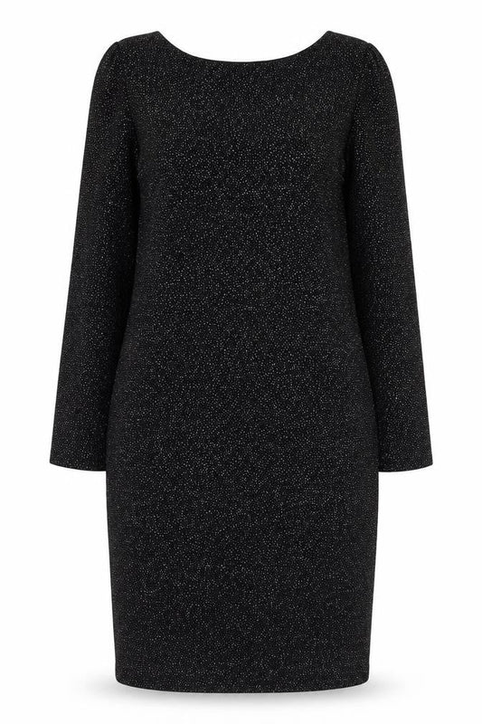 Lipsy Women's Black Glitter Long Sleeve Party Dress
