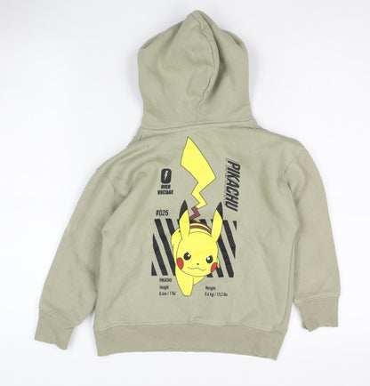 Back view of Zara boys’ green pikachu pullover hoodie 6 years - anime style
