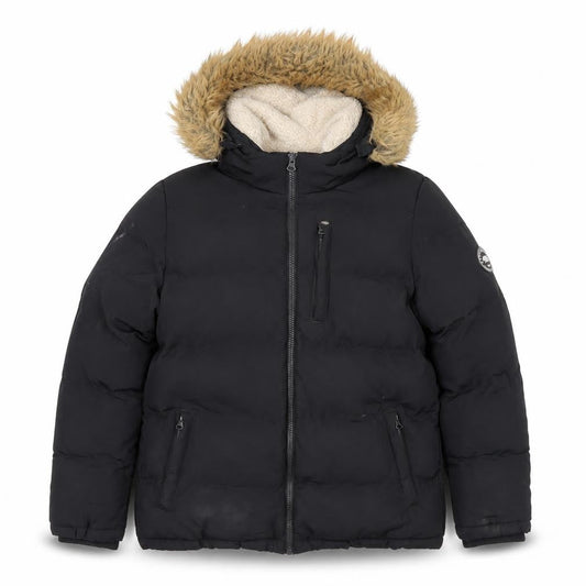 SoulCal Black Girls' Puffer Jacket Size 13 Years with Fur Hood