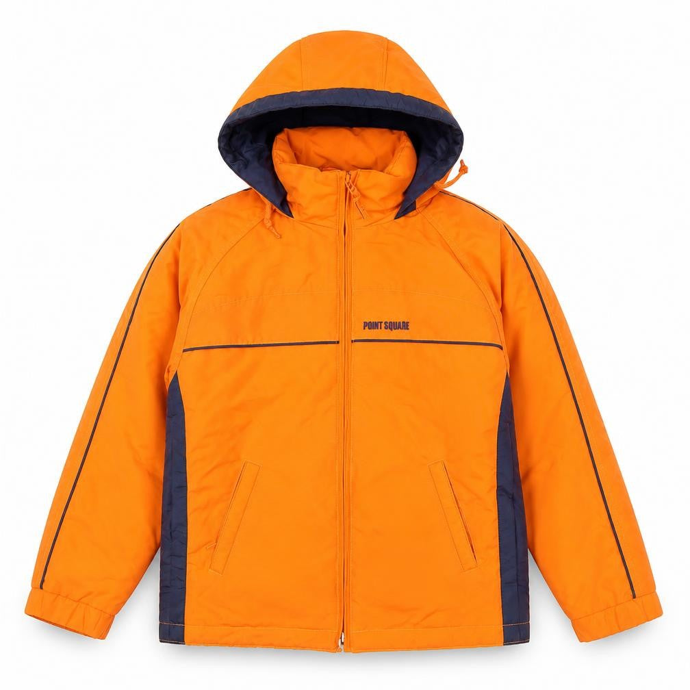 Point Square Boys Orange Hooded Puffer Jacket, 11 Years