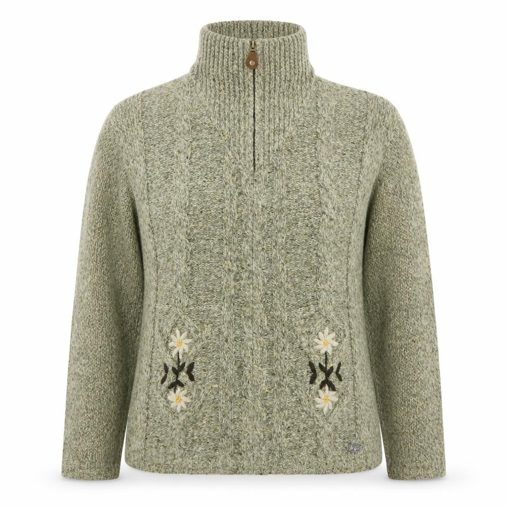 Country Blue Women's Grey Full Zip Cable-Knit Jumper XL