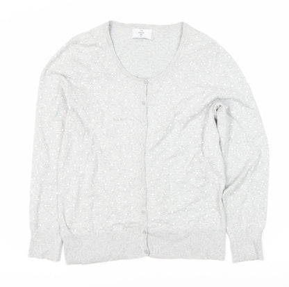 Additional front view of C&A Women's Grey Polka Dot Cardigan M