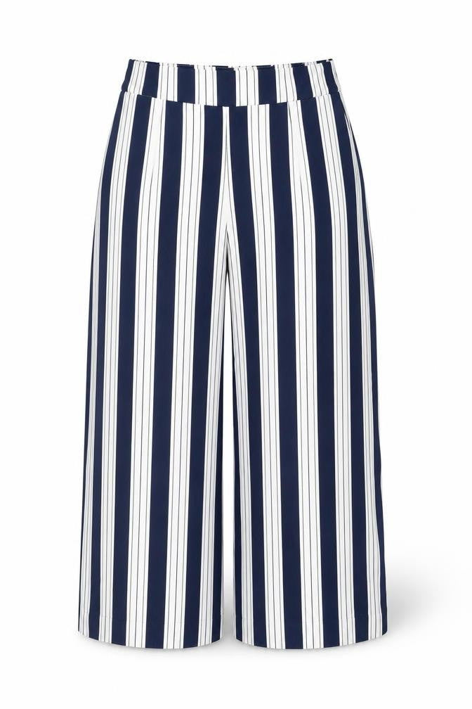 H&M Women's Striped Blue Trousers Size 8