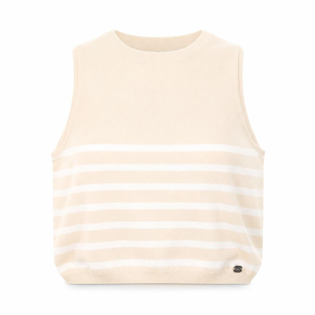 Lipsy London Beige Striped Women's Sleeveless Tank, L