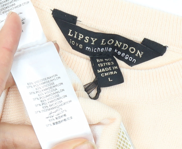 Lipsy London Beige Striped Women's Sleeveless Tank, L