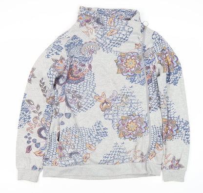 Jomino Women's Grey Floral Full Zip Sweatshirt Size 12
