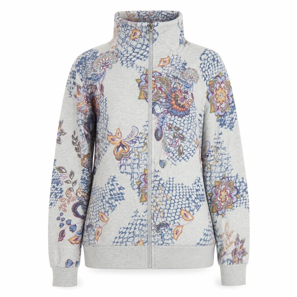 Jomino Women's Grey Floral Full Zip Sweatshirt Size 12