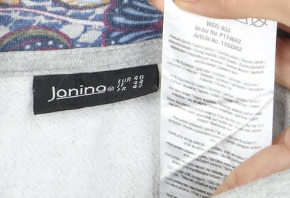 Jomino Women's Grey Floral Full Zip Sweatshirt Size 12