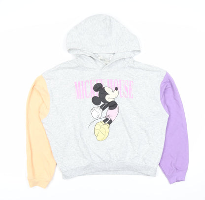 Preloved H&M Girls Multicoloured Mickey Mouse Pullover Hoodie 10-12 Years - Front