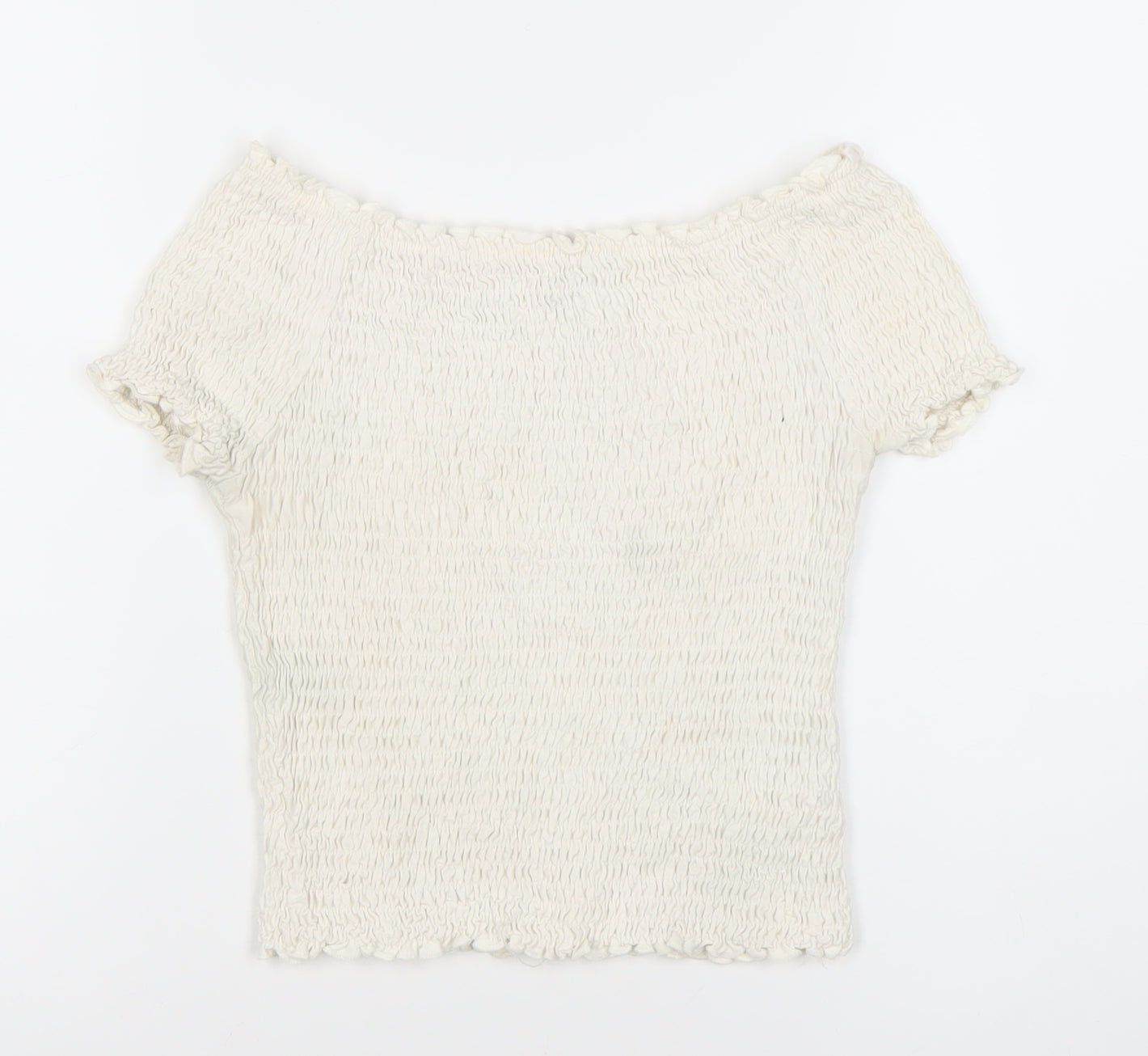 Marks & Spencer Ivory Off-Shoulder Cropped Blouse, Size 12