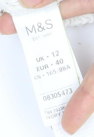 Marks & Spencer Ivory Off-Shoulder Cropped Blouse, Size 12